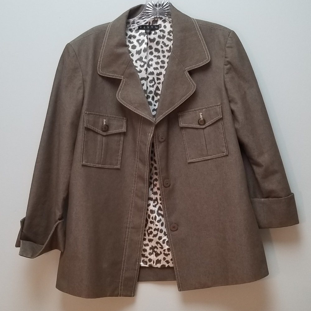 VESTI | DENIM BLAZER WITH STITCHING, SIZE 12